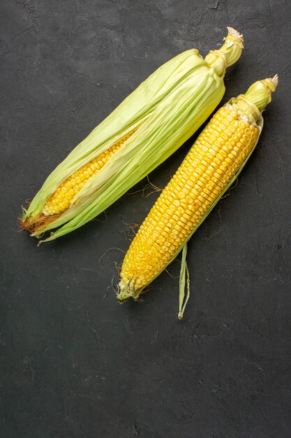 Top view fresh raw corns