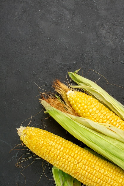 Top view fresh raw corns