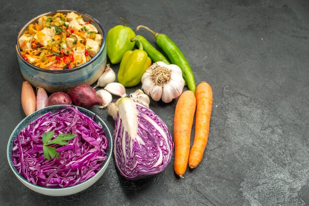 Top view of fresh red cabbage sliced