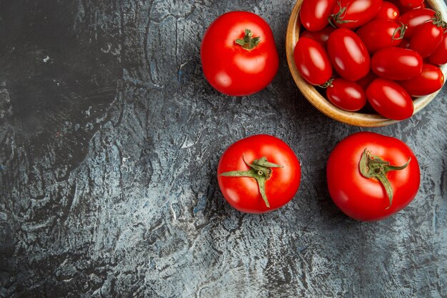 Top view fresh red tomatoes