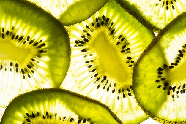 Top view fresh slices of kiwi