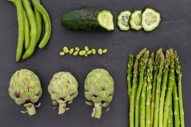 Top view fresh vegetables on the table