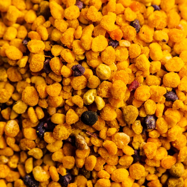 Top view fried corn grains