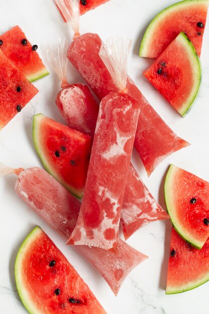 Top view of frozen brazilian fruit dessert