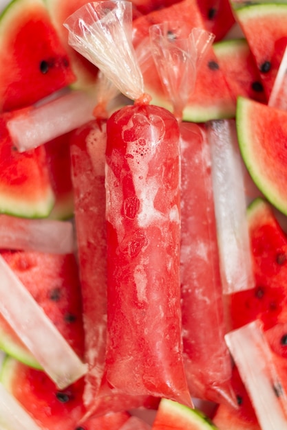 Top view of frozen brazilian fruit dessert