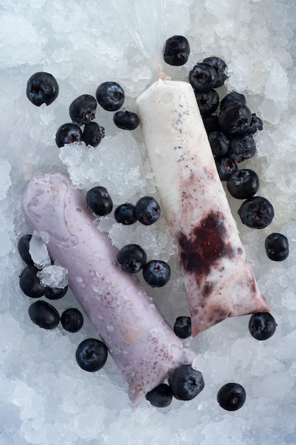 Top view of frozen brazilian fruit dessert