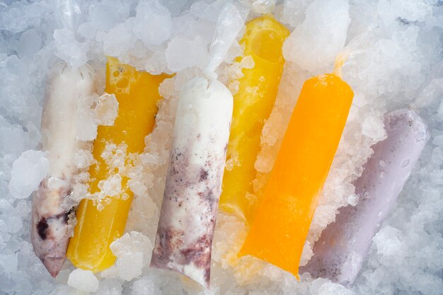 Top view of frozen brazilian fruit dessert