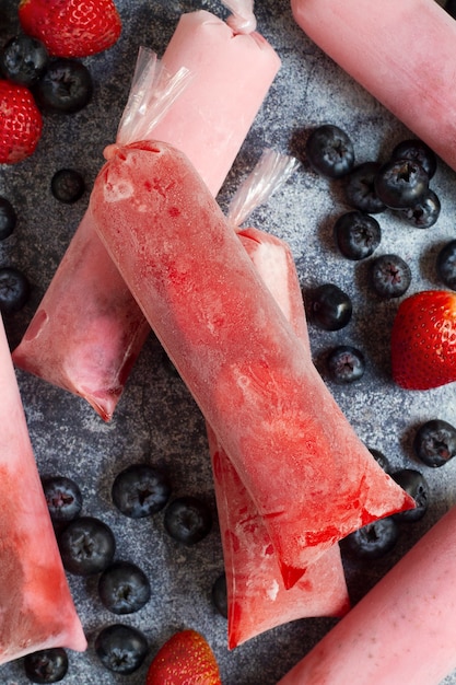 Top view of frozen brazilian fruit dessert