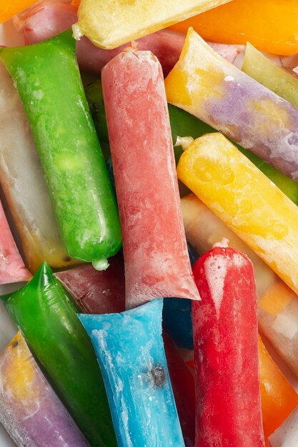 Top view of frozen brazilian fruit dessert