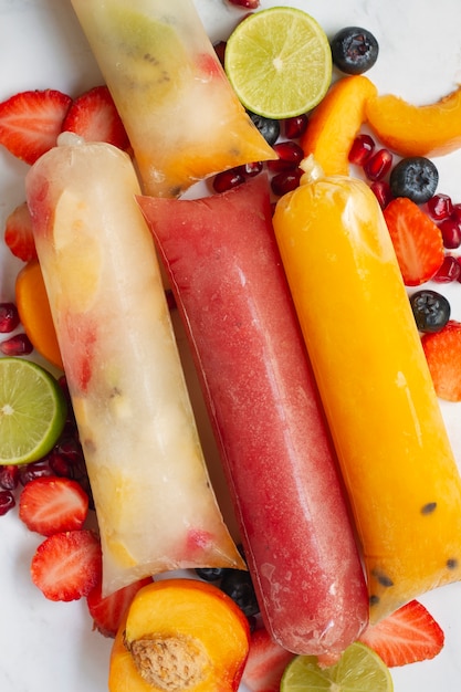 Top view of frozen brazilian fruit dessert