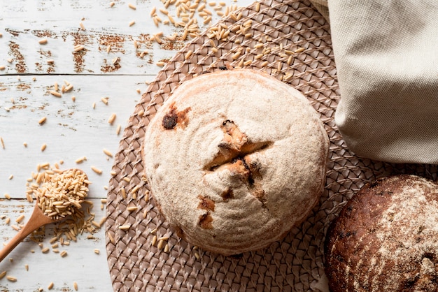 Top view fruit bread with seeds