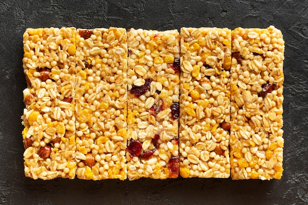 Free photo top view fruity snack bars