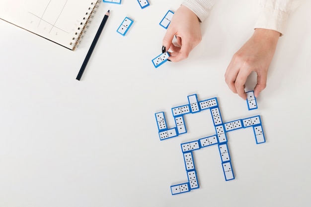 Top view game of domino