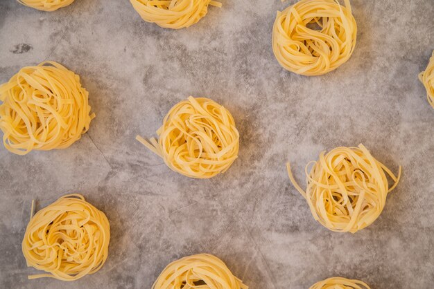 Top view gathered pasta