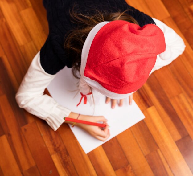 Top View Of Girl Writing A Letter