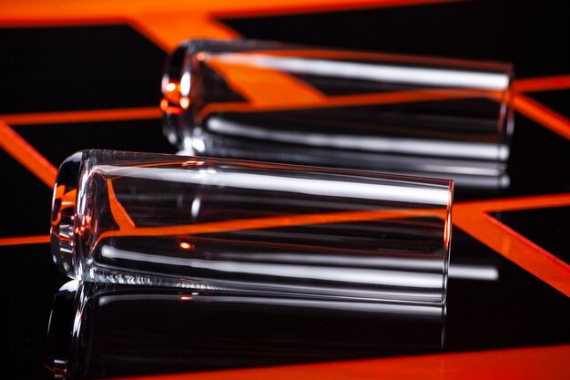 Top view over glasses on abstract table