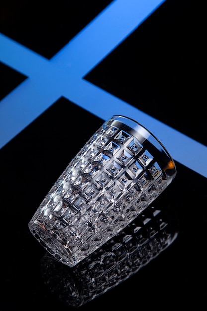 Free photo top view over glasses on abstract table