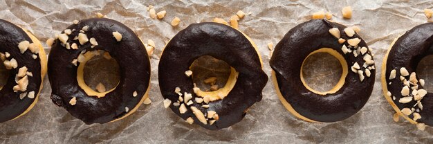 Top view glazed donuts