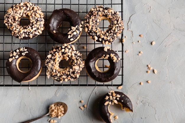 Top view glazed donuts