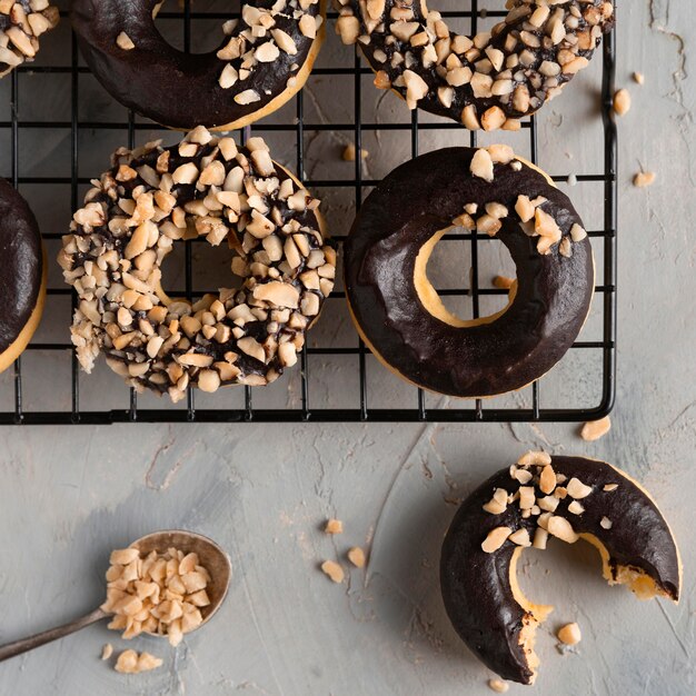 Top view glazed donuts