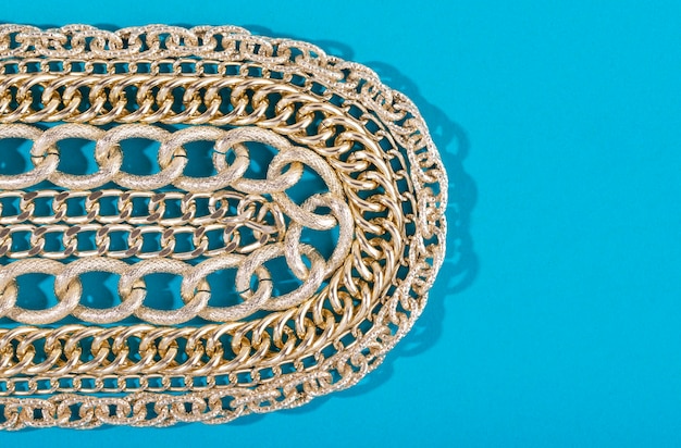 Top view over gold chain jewellery