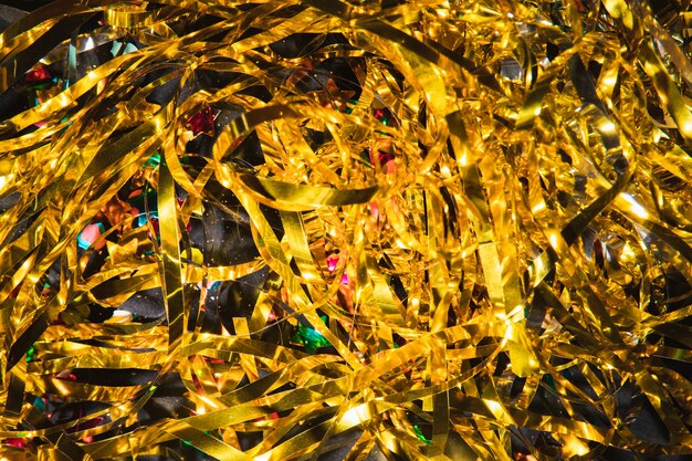 Top view golden confetti for party