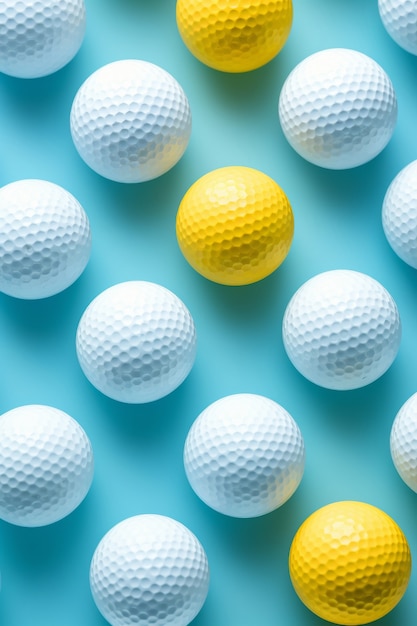 Free photo top view golf balls arrangement