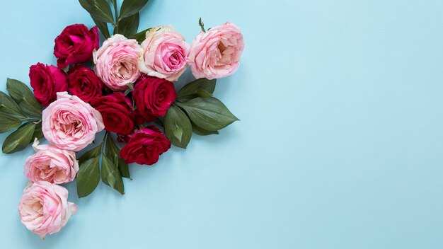 Top view of gorgeous flowers arrangement