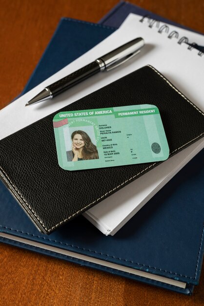 Top view over green card application