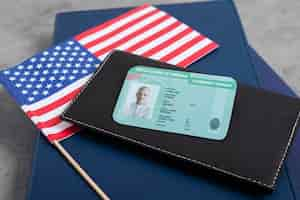 Free photo top view over green card application