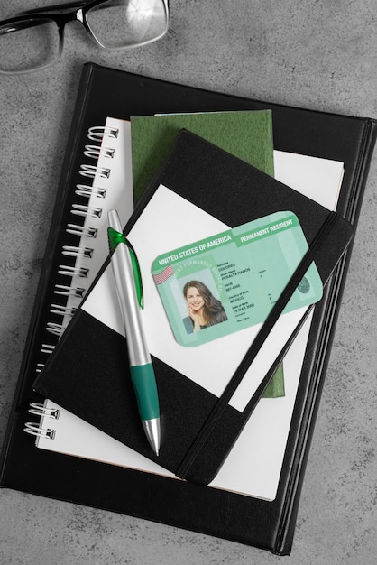 Top view over green card application