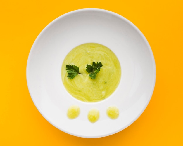 Top view green cream soups