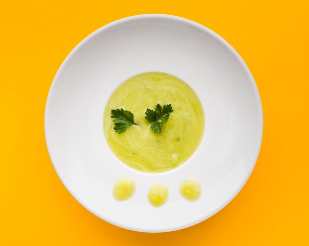 Top view green cream soups