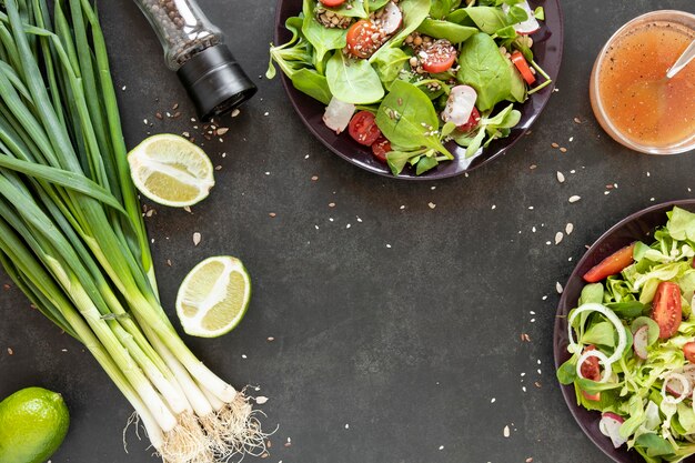 Top view green onion for salad