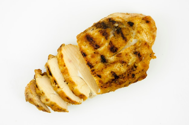 Free photo top view of grilled chicken breast