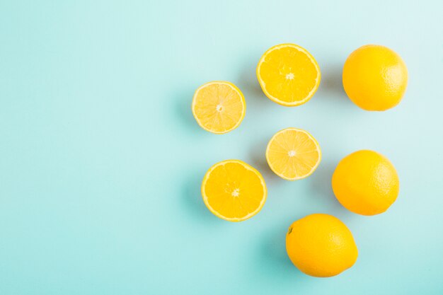 Top view group of lemons