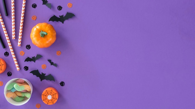 Top view halloween collection with copy space