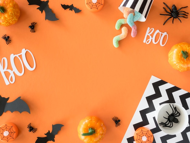 Free photo top view halloween concept with copy space