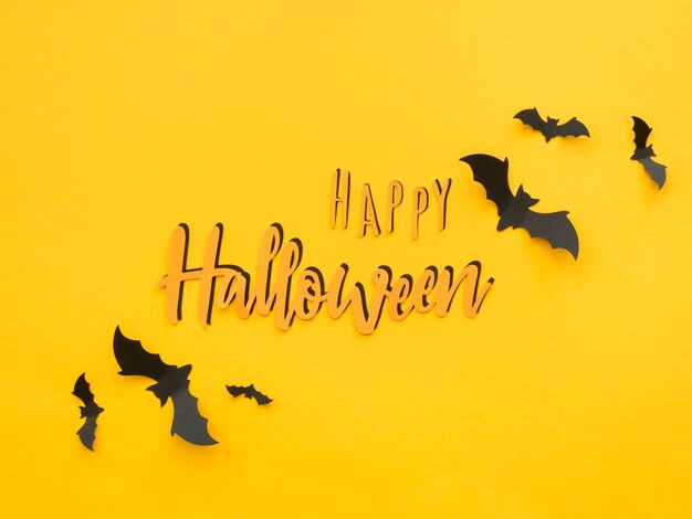 Top view halloween concept with greeting