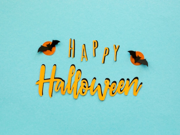 Free photo top view halloween concept with greeting