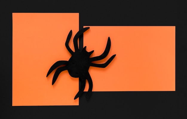 Бесплатное фото Вид сверху хэллоуин концепция с пауком