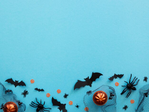 Top view halloween elements with copy space