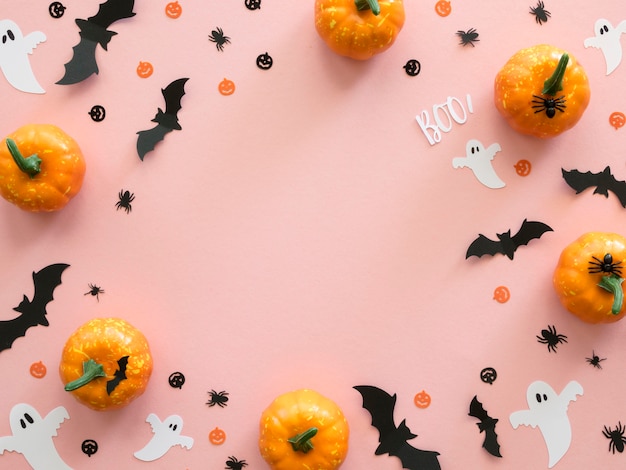 Top view halloween elements with copy space