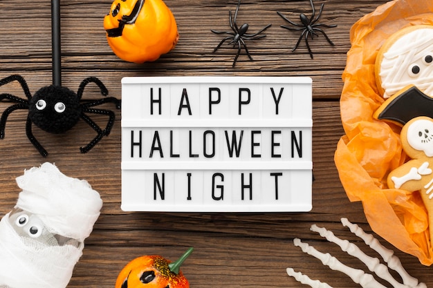 Free photo top view halloween night concept