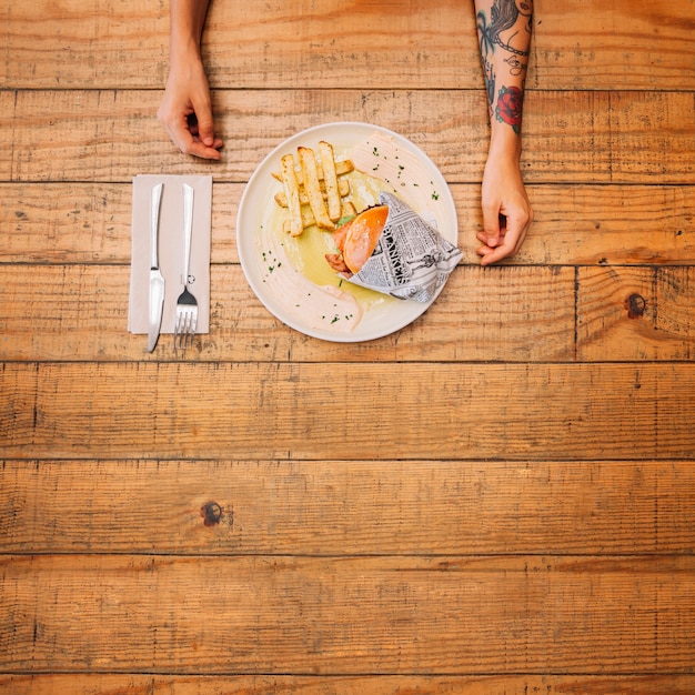 Top view of hamburger dish