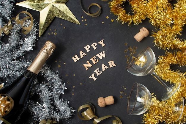 Free photo top view happy new year message