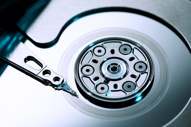 Top view hard disk with white light