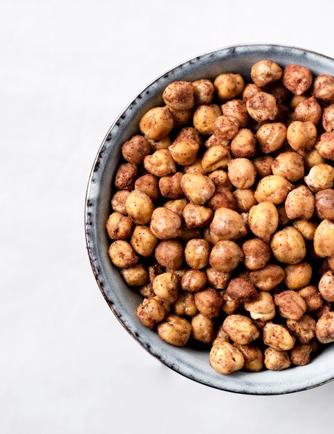 Top view of hazelnuts in bowl