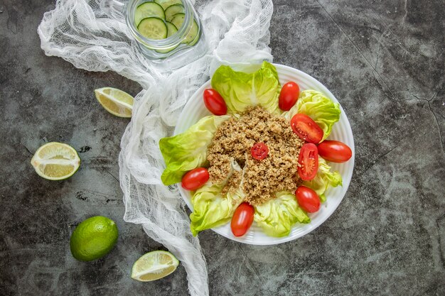 Top view healthy salad