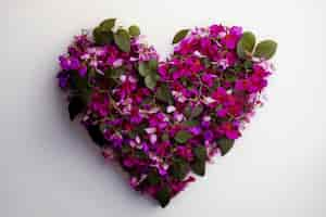 Free photo top view of heart made of blooming flowers